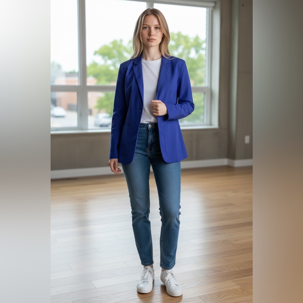 Purple Structured Blazer Jacket Shoulder Pads Women’s M